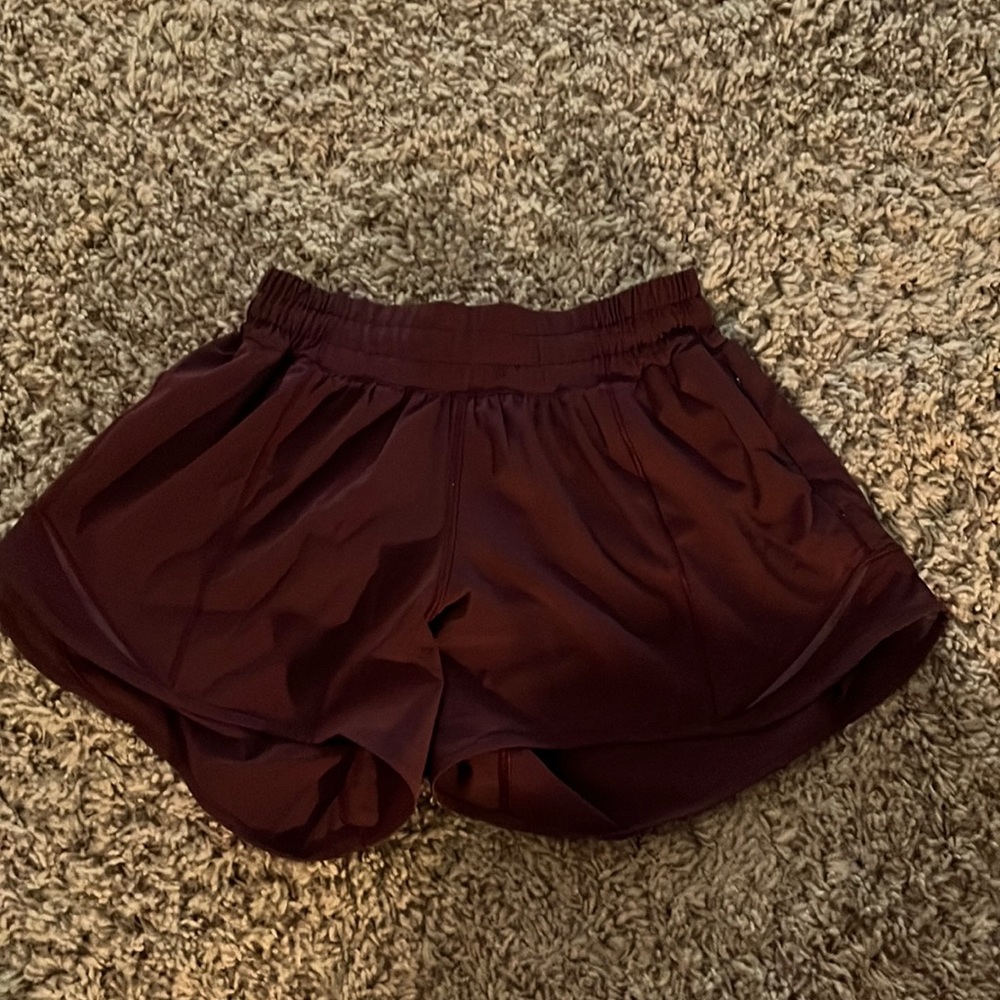 lululemon hotty hot shorts , color: maroon burgundy